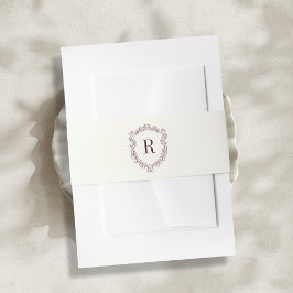 Burgundy & Ivory Monogram Crest Old Money Wedding 招待状ベリーバンド