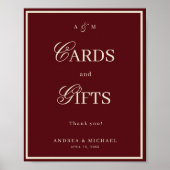 Burgundy & Ivory Old Money Cards and Gifts Sign ポスター (正面)