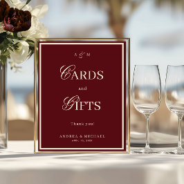 Burgundy & Ivory Old Money Cards and Gifts Sign ポスター