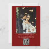 Burgundy Ivory Old Money QR Code Photo Wedding 招待状 (裏面)
