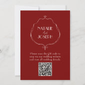 Burgundy Ivory Old Money Retro QR Code Wedding 招待状 (裏面)