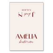 Burgundy Ivory Old Money Wedding Place Cards    テーブルナンバー (正面)