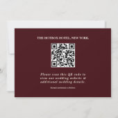 Burgundy & Ivory Photo QR Code Elegant Wedding セーブザデート (裏面)