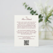 Burgundy & Ivory QR Code Wedding Guest Details エンクロージャーカード (スタンド正面)
