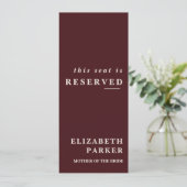 Burgundy & Ivory Reserved Seating Wedding Tag 招待状 (スタンド正面)
