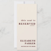 Burgundy & Ivory Reserved Seating Wedding Tag 招待状 (正面)