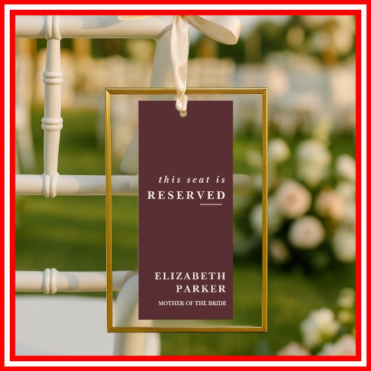 Burgundy & Ivory Reserved Seating Wedding Tag 招待状