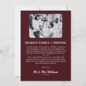 Burgundy & Ivory Rustic Photo Wedding  サンキューカード (裏面)