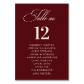 Burgundy Ivory Seating Chart Names Wedding Sign テーブルナンバー (正面)
