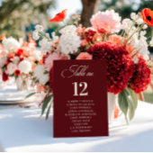Burgundy Ivory Seating Chart Names Wedding Sign テーブルナンバー