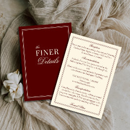 Burgundy Ivory Stripes Old Money Wedding Details エンクロージャーカード