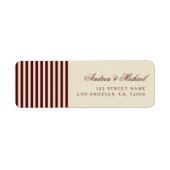 Burgundy & Ivory Stripes Return Address Wedding ラベル (正面)