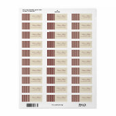 Burgundy & Ivory Stripes Return Address Wedding ラベル (フルシート)