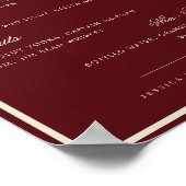 Burgundy & Ivory The Wedding Bar Drink Menu Sign ポスター (角)
