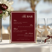Burgundy & Ivory The Wedding Bar Drink Menu Sign ポスター
