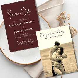 Burgundy Ivory Vineyard Wedding Save the Date