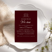 Burgundy & Ivory Wedding Rehearsal dinner  招待状