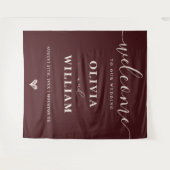 Burgundy & Ivory Wedding Welcome Backdrop タペストリー (正面(横))