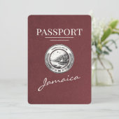 Burgundy Jamaica Passport日付の保存 セーブザデート (スタンド正面)