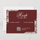 Burgundy Lace Vintage Romantic Wedding 出欠カード (正面)