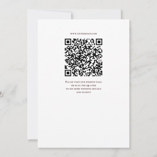 Burgundy Laurel Wedding Invitation QR Code 招待状 (裏面)