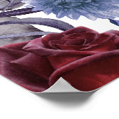 Burgundy Lavender Dusty Blue Minimalist Floral ポスター (角)