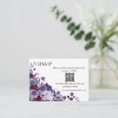 Burgundy Lavender Dusty Blue Minimalist QR Code エンクロージャーカード (スタンド正面)
