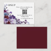 Burgundy Lavender Dusty Blue Minimalist QR Code エンクロージャーカード (正面/裏面)