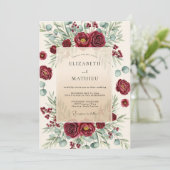 Burgundy Lavish Winter Wedding 招待状 (スタンド正面)