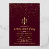 Burgundy Law school Class Of 2026 graduation gold 箔招待状 (正面)
