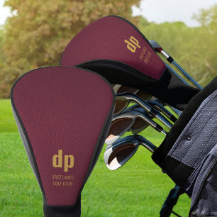 Burgundy Leather Look Monogram パーソナライズされた Name ゴルフヘッドカバー