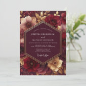Burgundy Lush Bloom Wedding 招待状 (スタンド正面)