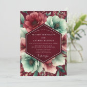 Burgundy Lush Botanical Wedding 招待状 (スタンド正面)