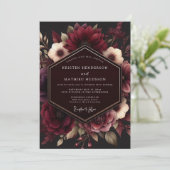 Burgundy Lush Floral Opulence Wedding 招待状 (スタンド正面)