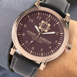 Burgundy luxury elegant couple Monogram  腕時計