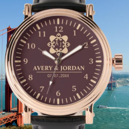 Burgundy luxury elegant couple Monogram  腕時計