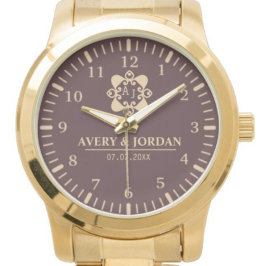 Burgundy luxury elegant couple Monogram  腕時計