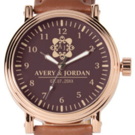 Burgundy luxury elegant couple Monogram  腕時計