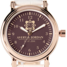 Burgundy luxury elegant couple Monogram  腕時計