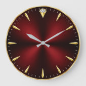 Burgundy Luxury Elegant Gold Minimalist ラージ壁時計 (正面)
