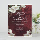 Burgundy & Magnolia Garden Floral Wedding Invitati 招待状 (スタンド正面)
