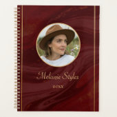 Burgundy Marble Personalized Photo プランナー手帳 (正面)