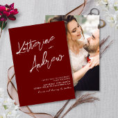 Burgundy Maroon Minimalist Script Fall Wedding 招待状