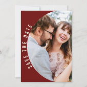 Burgundy Maroon Photo Elegant Floral Fall Wedding セーブザデート (正面)