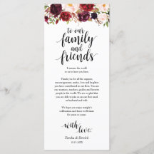 Burgundy Marsalaプレイスセッティングサンキューカード