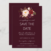 Burgundy Marsala日付を保存または変更Burgundy 招待状 (正面/裏面)