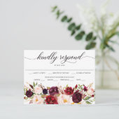 Burgundy Marsala素朴 Weding RSVPはがき ポストカード (スタンド正面)