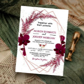 Burgundy  Marsala Boho Floral Wedding Invitation 招待状