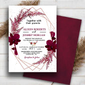 Burgundy  Marsala Boho Floral Wedding Invitation 招待状