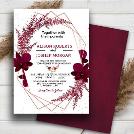 Burgundy  Marsala Boho Floral Wedding Invitation 招待状